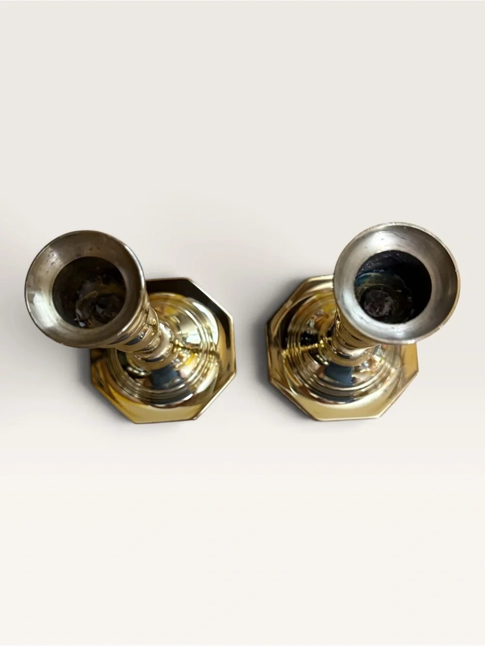Vintage 5” Baldwin Brass Octagon Base Candlesticks